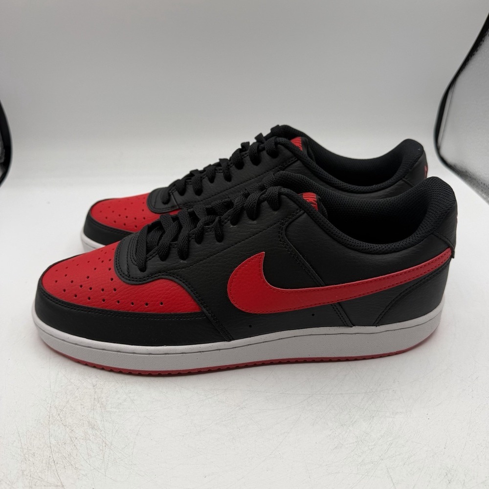 Nike Court Vision Low Next Nature NN Shoes Mens Sz 11.5 Black/Red FJ0685-010 - Picture 6 of 11